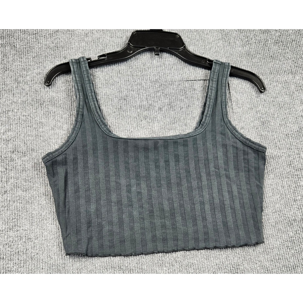 OFFLINE by Aerie OG Original Ribbed Crop Tank Top Charcoal Gray Medium